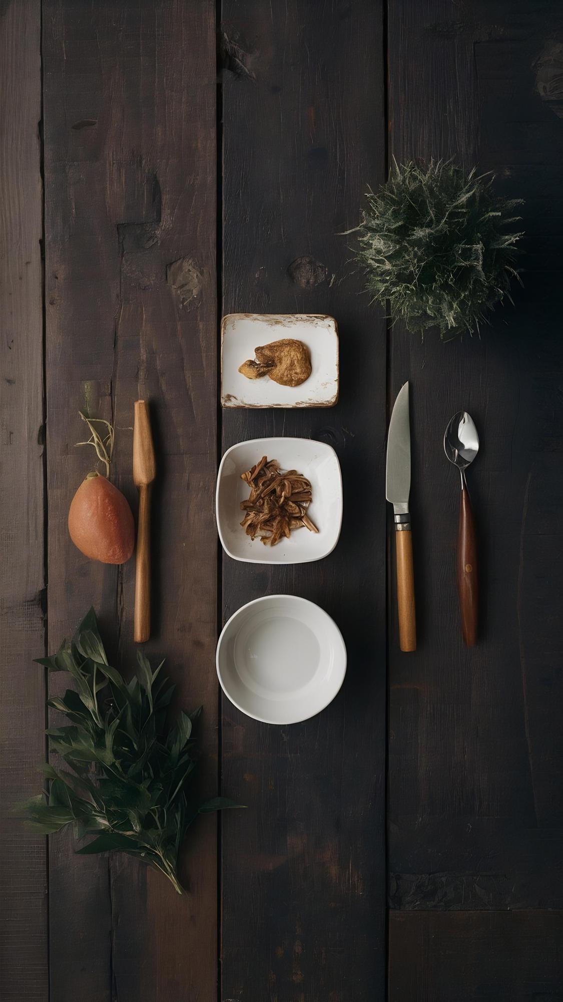Sample plated menu spread on a wooden table